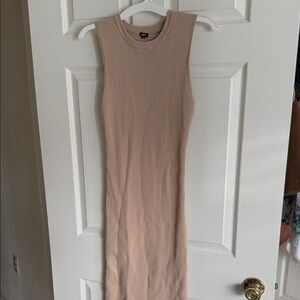 Monrow Beige Sleeveless Midi Dress